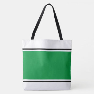 Tote Bag Sportif Vert Clair Noir Rayures de Course sur Fond