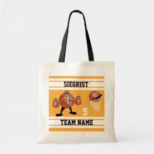 Tote Bag Sporty Cartoon Basketball Or