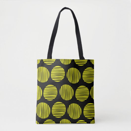 Tote Bag Spots Lined 190917 - Jaune sur Noir (Devant)