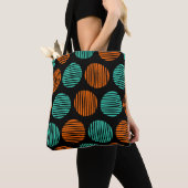 Tote Bag Spots Lined 190917 - Orange et Aqua sur Black (De près)