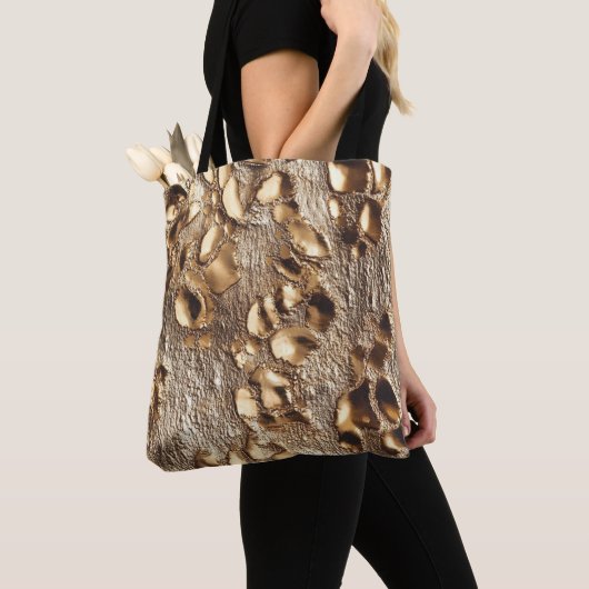 Tote Bag Spots métalliques Leopard Or (De près)