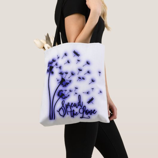Tote Bag Spread The Love Dandelions and Dragonflies (De près)