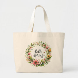 Tote Bag-Spring Floral Wreath Tote Bag