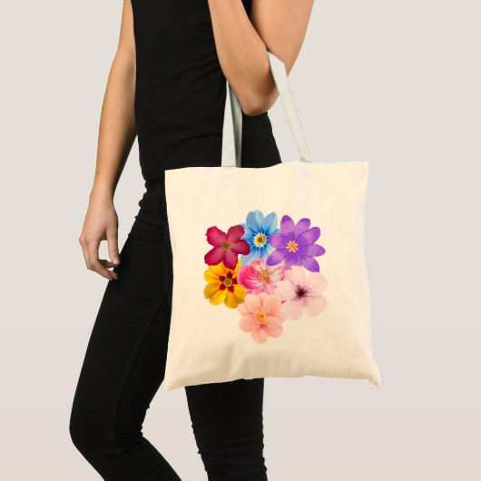 Tote Bag Spring Harmony - Mixed Watercolor Flower Bouquet (Devant (produit))