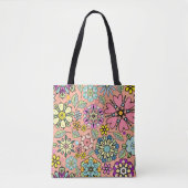 Tote Bag Spring Season Retro Flower Colors Seamless Pattern (Devant)