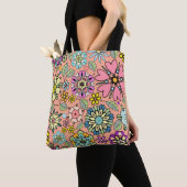Tote Bag Spring Season Retro Flower Colors Seamless Pattern (De près)