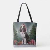 Tote Bag Springer Spaniel Chien dans la neige Noël (Dos)