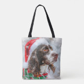 Tote Bag Springer Spaniel chien Noël Fête (Dos)