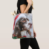 Tote Bag Springer Spaniel chien Noël Fête (De près)