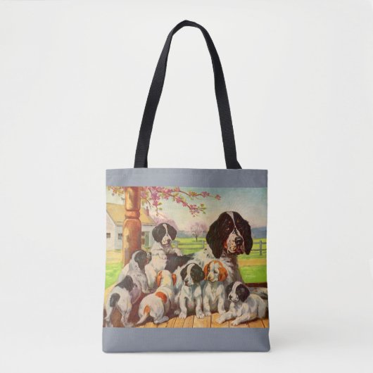 Tote Bag Springer spaniel maman et chiots imprimer (Devant)