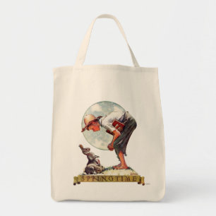 Tote Bag Springtime, garçon 1935 avec le lapin