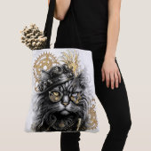 Tote Bag Spunky Paws Le Chat Steampunk Funky (De près)
