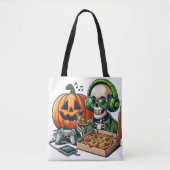 Tote Bag Squelette Aimant La Pizza : Jeu, Surcharge De From (Devant)