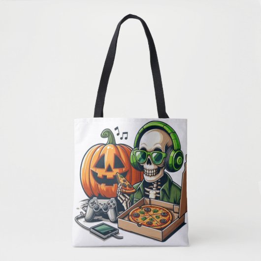 Tote Bag Squelette Aimant La Pizza : Jeu, Surcharge De From (Devant)