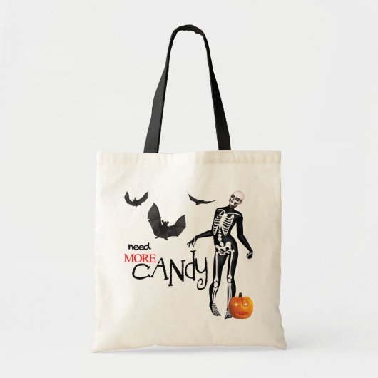 Tote Bag Squelette et chauves-souris Halloween Trick ou Tre (Devant)