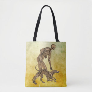 Tote Bag squelette homme et chien animal humain anatomie ar