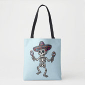 Tote Bag Squelette Mexicain Coloré (Devant)