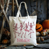 Tote Bag Squelette Rose Personnalisé Trick Ou Traiter Bonbo