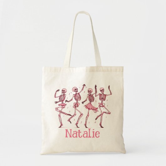 Tote Bag Squelette Rose Personnalisé Trick Ou Traiter Bonbo (Devant)