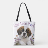Tote Bag St. Bernard Chien Maman Floral (Dos)