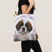 Tote Bag St. Bernard Chien Maman Floral (De près)
