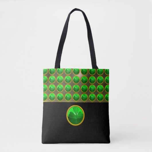 Tote Bag ST PATRICK'S DAY GREEN SHAMROCK GEMSTONE Black (Devant)