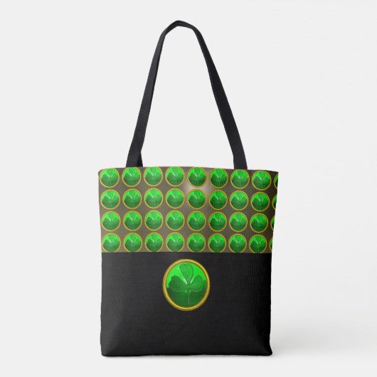 Tote Bag ST PATRICK'S DAY GREEN SHAMROCK GEMSTONE Black (Dos)