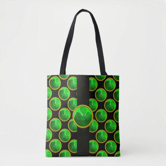Tote Bag ST PATRICK'S DAY GREEN SHAMROCK GEMSTONE Black (Devant)
