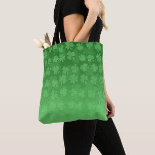 Tote Bag St. Patrick's Day green shamrock ombre motif