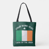 Tote Bag St Patrick's Day Ireland Flag Custom Name Shamrock (Dos)