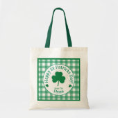 Tote Bag St Patricks Day NAME Irish Clover Green Check (Devant)