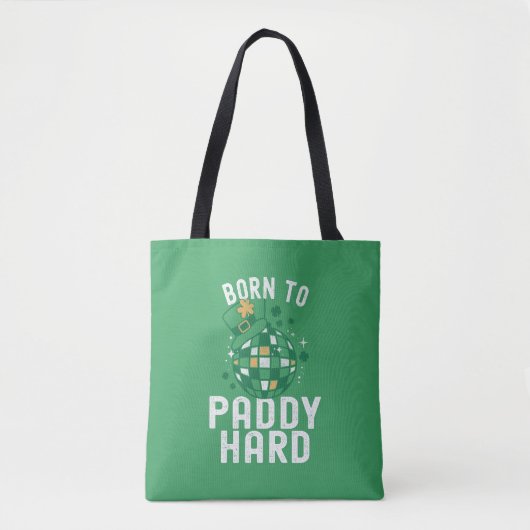 Tote Bag St. Patrick's Day Né à Paddy Hard Funny Party (Devant)