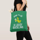 Tote Bag St. Patrick's Day Né pour être chanceux canard drô (De près)
