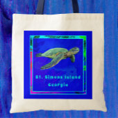 Tote Bag St. Simons Island GA Ocean Blue Sea Turtle