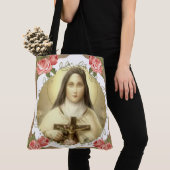 Tote Bag St Therese de l'enfant Jésus peu de fleur (De près)