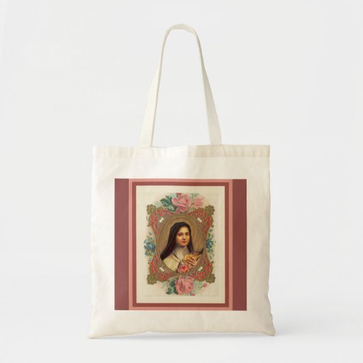 Tote Bag St Therese le petit crucifix de roses de fleur (Devant)