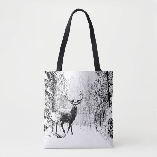 Tote Bag Stade Deer Winter Forest Faune Animal Nature art (Devant)