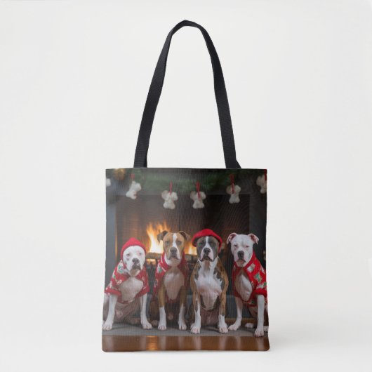 Tote Bag Staffordshire américain près de la cheminée Noël (Devant)