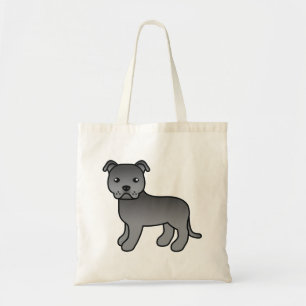 Tote Bag Staffordshire Bull Terrier Bleu Chien de Dessin An