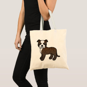 Tote Bag Staffordshire Bull Terrier bringé et blanc
