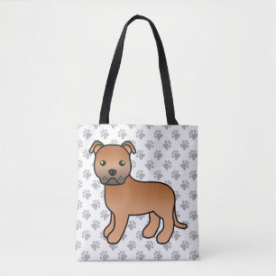 Tote Bag Staffordshire Bull Terrier Rouge Chien de Dessin A