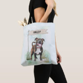 Tote Bag Staffordshire Bull Terrier Watercolor Personalized (De près)