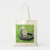 Tote Bag Staffy S'amuse Avec Un Pneu, (Devant)