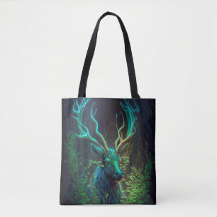 Tote Bag Stag Deer Animal Portrait Peinture Forêt faunique