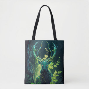 Tote Bag Stag Deer Animal Portrait Peinture Forêt faunique