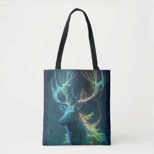 Tote Bag Stag Deer Animal Portrait Peinture Forêt faunique