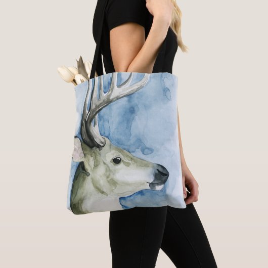 Tote Bag Stag errant - Aquarelle (De près)