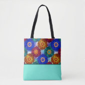 Tote Bag Stained Glass Abstract Red Green Blue Orange (Devant)