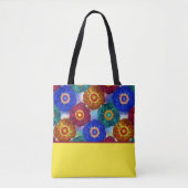 Tote Bag Stained Glass Abstract Red Green Blue Orange (Devant)