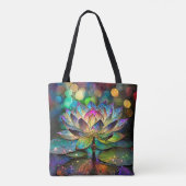 Tote Bag Stained Glass Vibrant Lotus Flower (Dos)